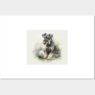 Miniature Schnauzer Watercolour Painting Posters and Art